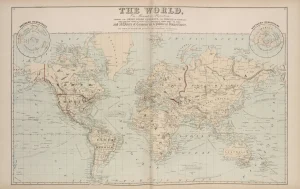 En världskarta som visar hur många länder det finns i världen.