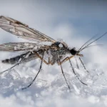 Närbild av snöfluga på snökristaller i vintermiljö