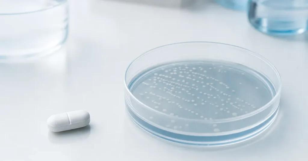 Antibiotika och petriskål som illustrerar antibiotikaresistens