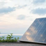Solpanel och växter som symbol för hållbar energi