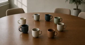 Kaffekoppar i ring som symbol för Europeiska unionen