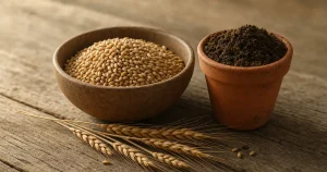 Sädeskorn i träskål som symbol för FAO och livsmedelssäkerhet