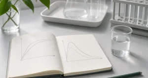 Anteckningsbok och provrör som symbol för klimatvetenskap