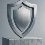 Sköldskulptur som symbol för NATO-alliansen