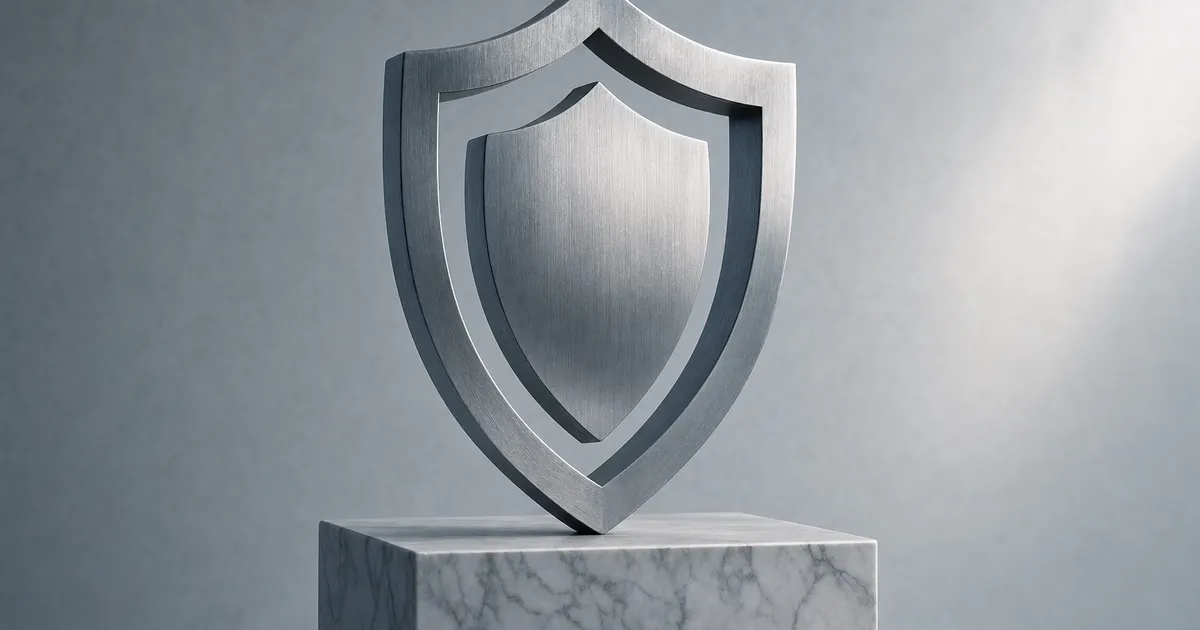 Sköldskulptur som symbol för NATO-alliansen