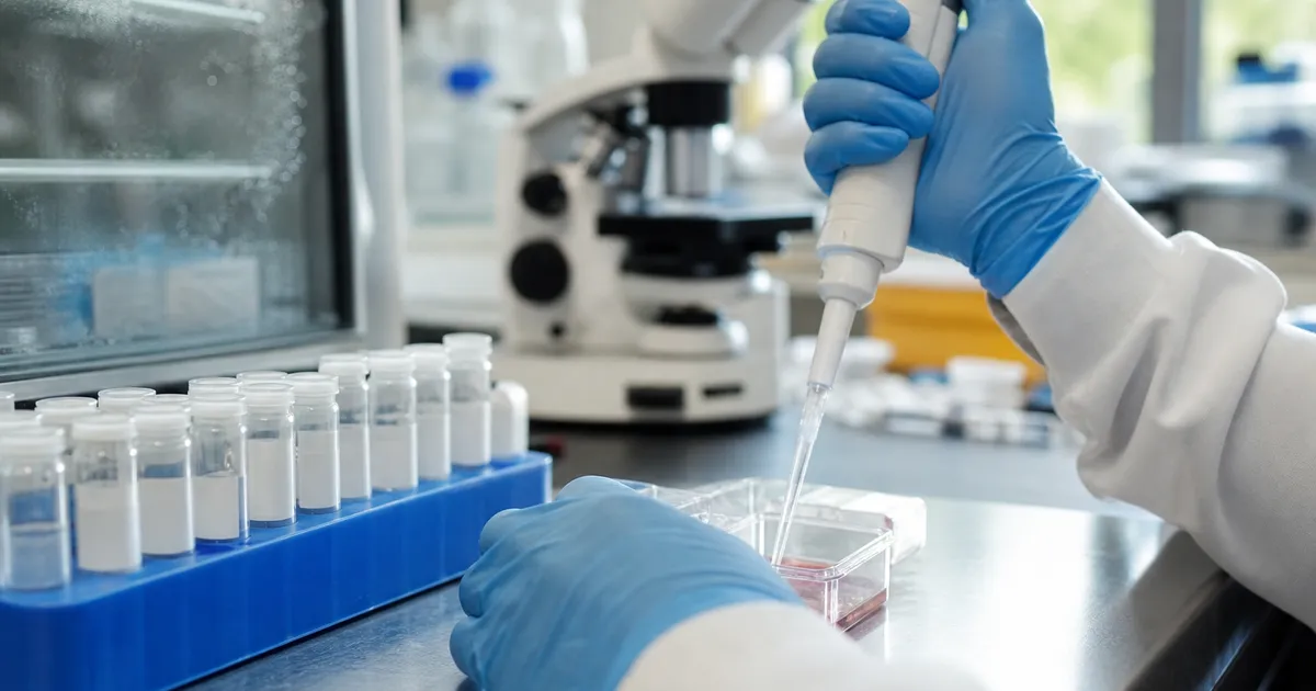 Forskare arbetar med cellodling i laboratorium kopplat till diabetesforskning