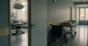 Tom operationssal på ett mindre sjukhus i norra Sverige tidigt på morgonen